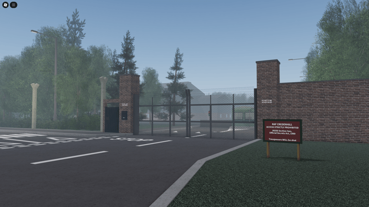 Aerial view of SAS Stirling Lines Roblox base layout