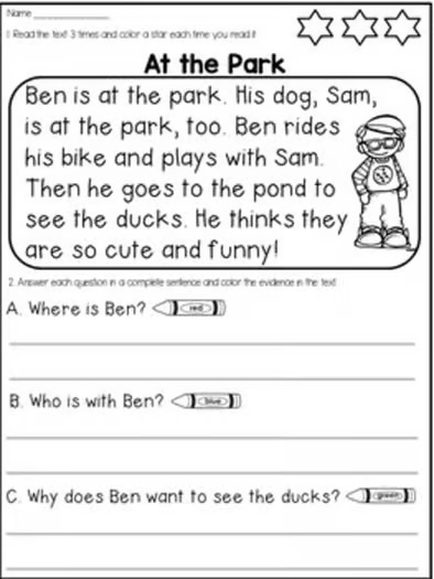 1st Grade Reading Comprehension Passages and Questions