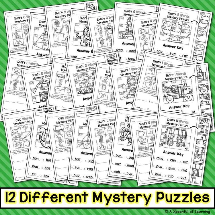 CVC Words Mystery Puzzles