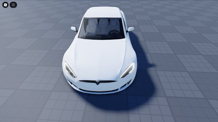 Side profile of sleek electric Tesla sedan