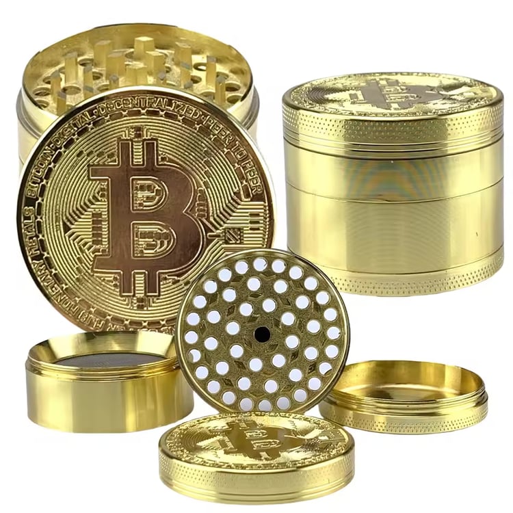 50mm Bitcoin Gold Herb Grinder