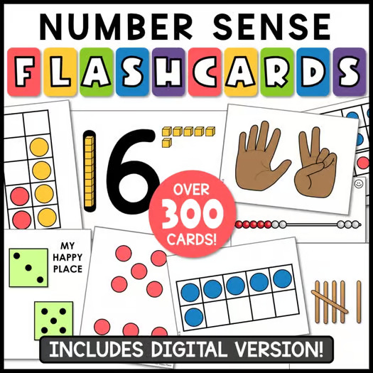 Subitizing Cards - Math Flash Cards - Number Sense Dot Cards - Ten Frames & Teen