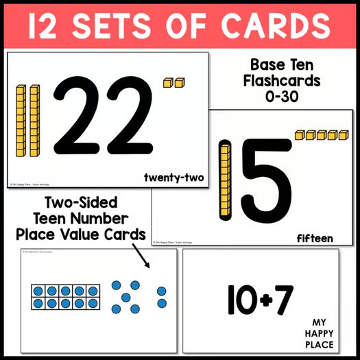 Subitizing Cards - Math Flash Cards - Number Sense Dot Cards - Ten Frames & Teen