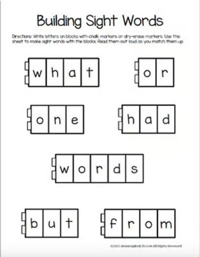 Building Sight Words – Fry’s First 100