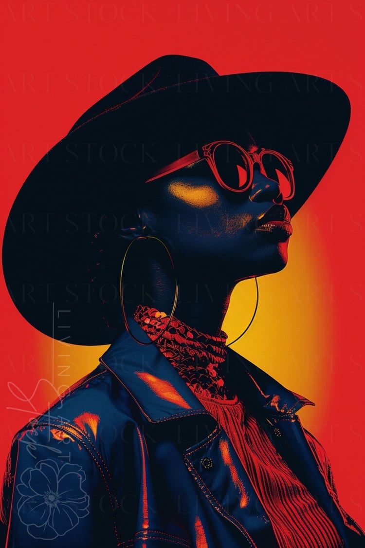 Black woman cowgirl distressed art wallpaper