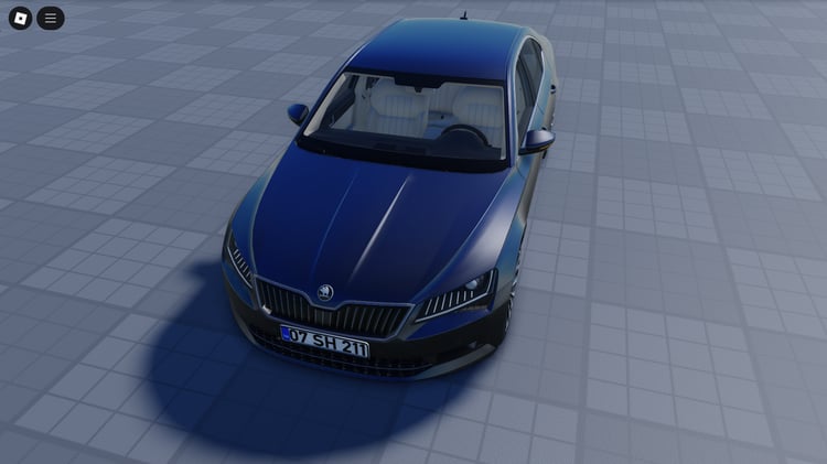 Side profile of Skoda sedan with doors open
