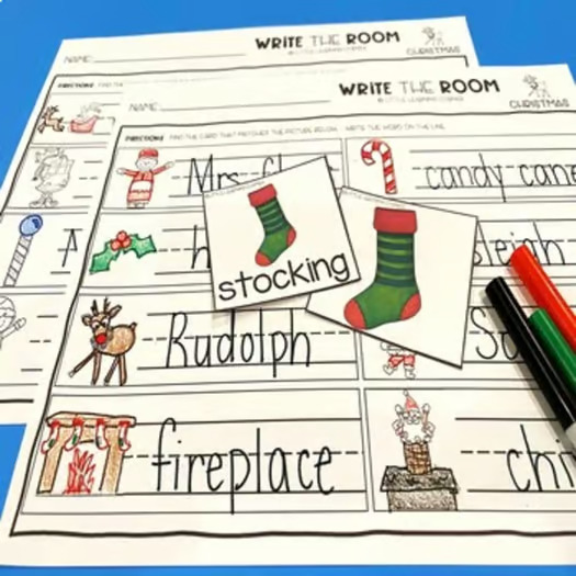 Christmas Write the Room | Sensory Bin Activity