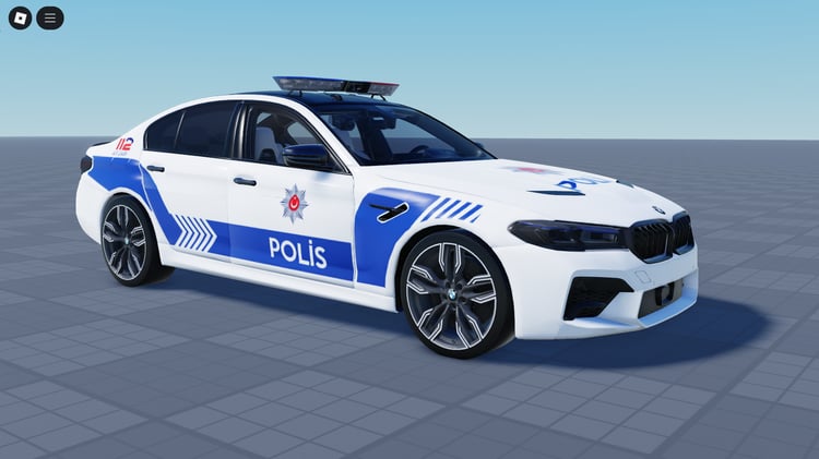 BMW M5 F90 police car front view in Roblox