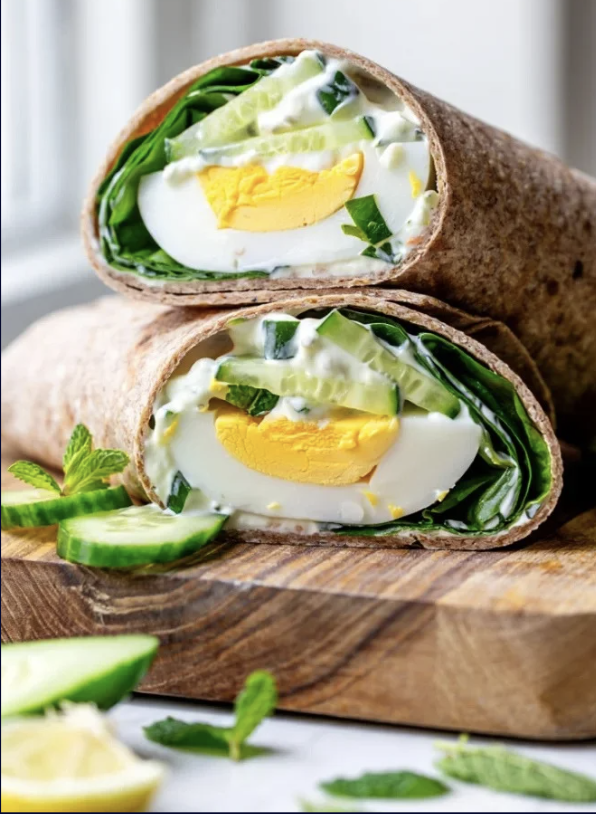 High Protein Cucumber and egg salad wrap