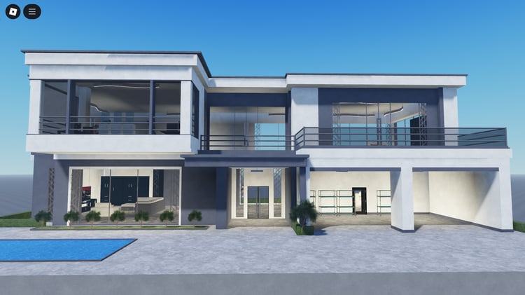 Front view of Modern Home with garage