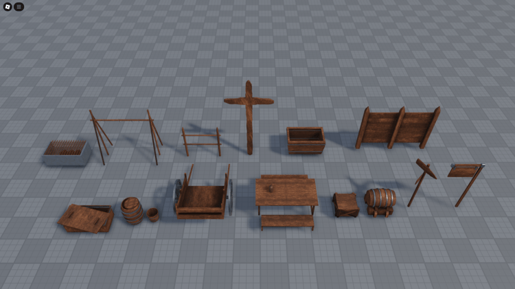 Wooden bench and table for tavern or interior scenes