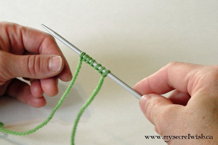 A series of slip knots making up a cast on row.