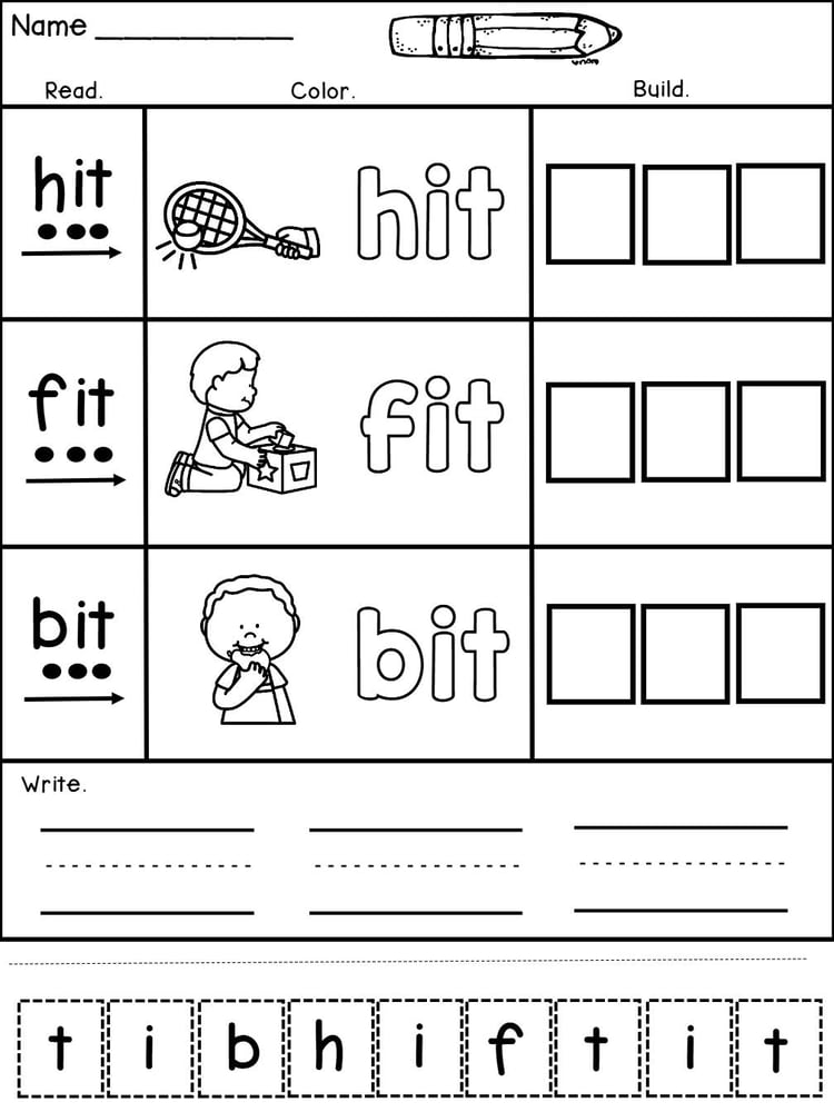Science of Reading CVC Words Worksheets Cut & Paste Word Work
