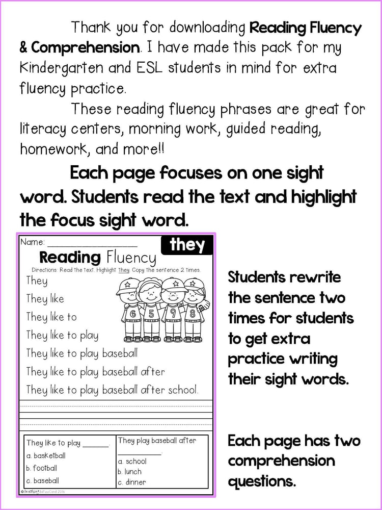 Reading Fluency and Comprehension (Set 2)