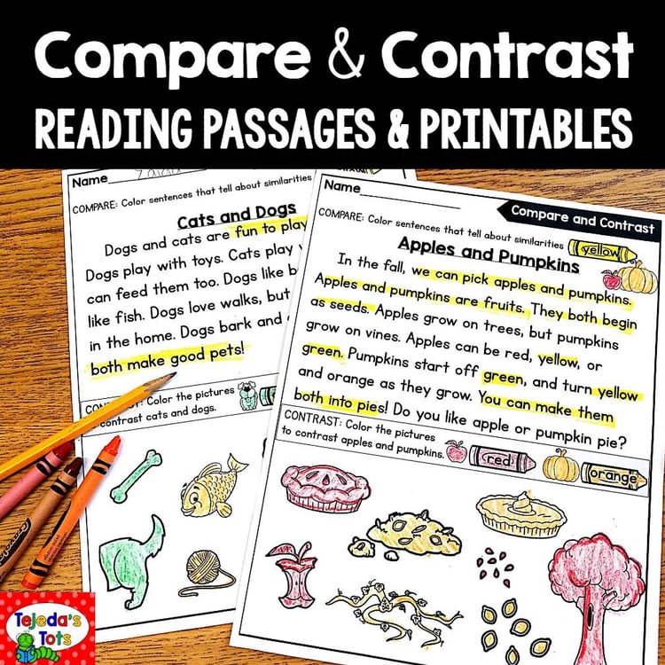 Compare and Contrast Reading Comprehension Passages Venn Diagram