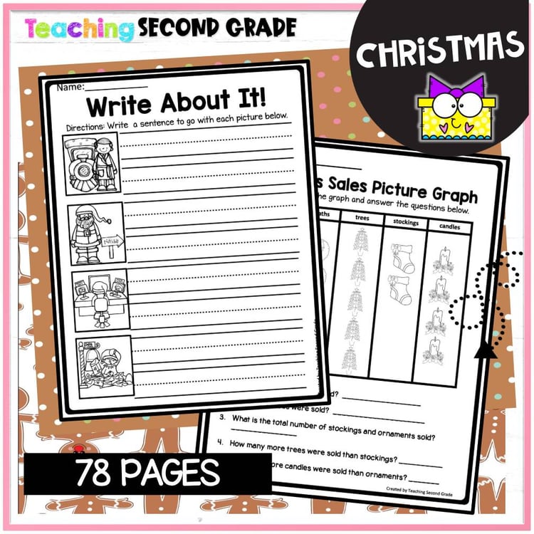 Christmas Worksheets No Prep Math and Literacy Activities Fun 1st 2nd Grade
