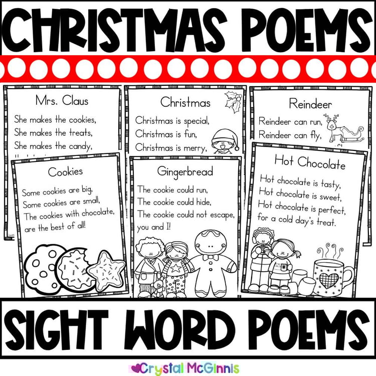 14 Christmas Sight Word Poems - December Poems - Christmas Sight Words Activity
