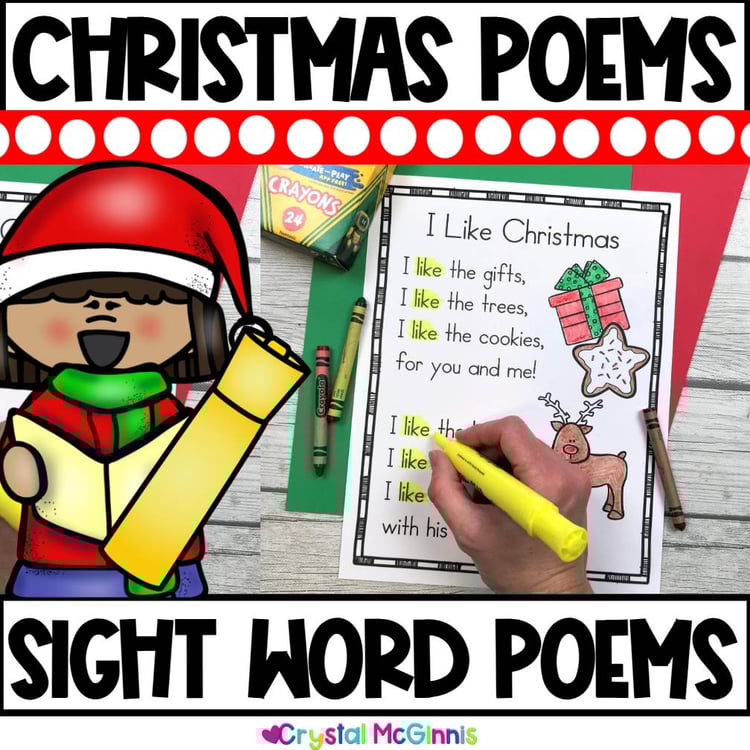 14 Christmas Sight Word Poems - December Poems - Christmas Sight Words Activity
