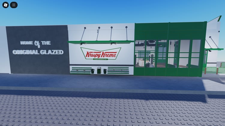 Doughnut display counter with colorful varieties of doughnuts