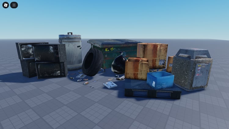 Realistic street garbage props