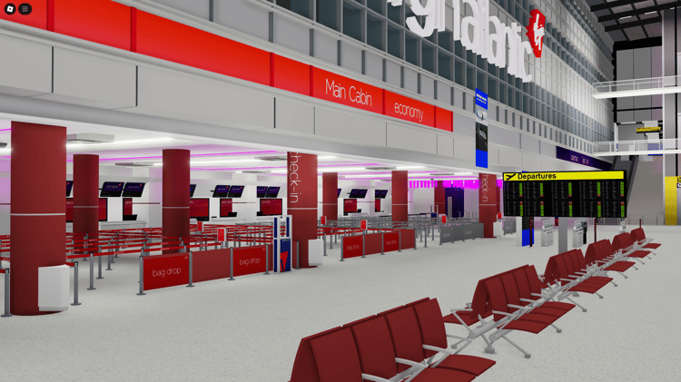 Fully modeled Terminal 3 interior with seats
