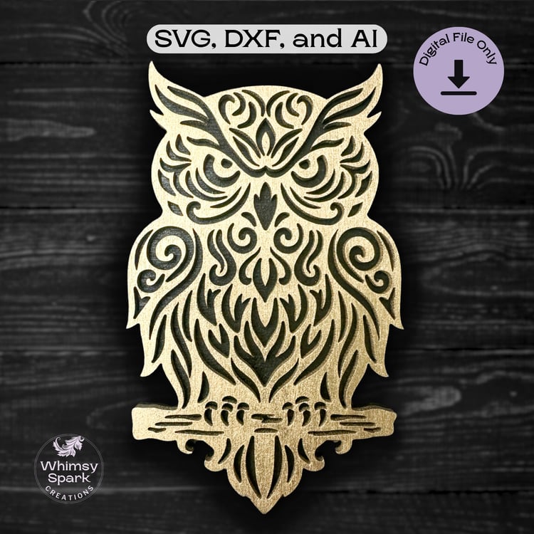 Mystical Owl SVG Laser Cut Geometric Owl Design
