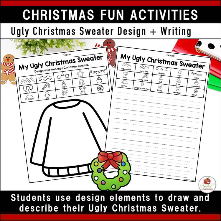 Christmas Activities Christmas Cards Ugly Christmas Sweater Christmas Worksheets