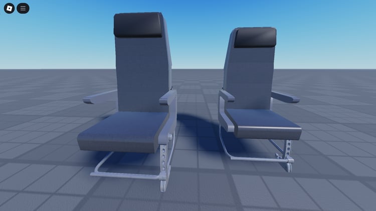 Roblox animated economy airline seats V2 – two seating variants for aircraft builds