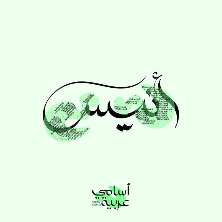 Anis (أنيس) "Companion" Arabic calligraphy name design for custom gifts and branding.