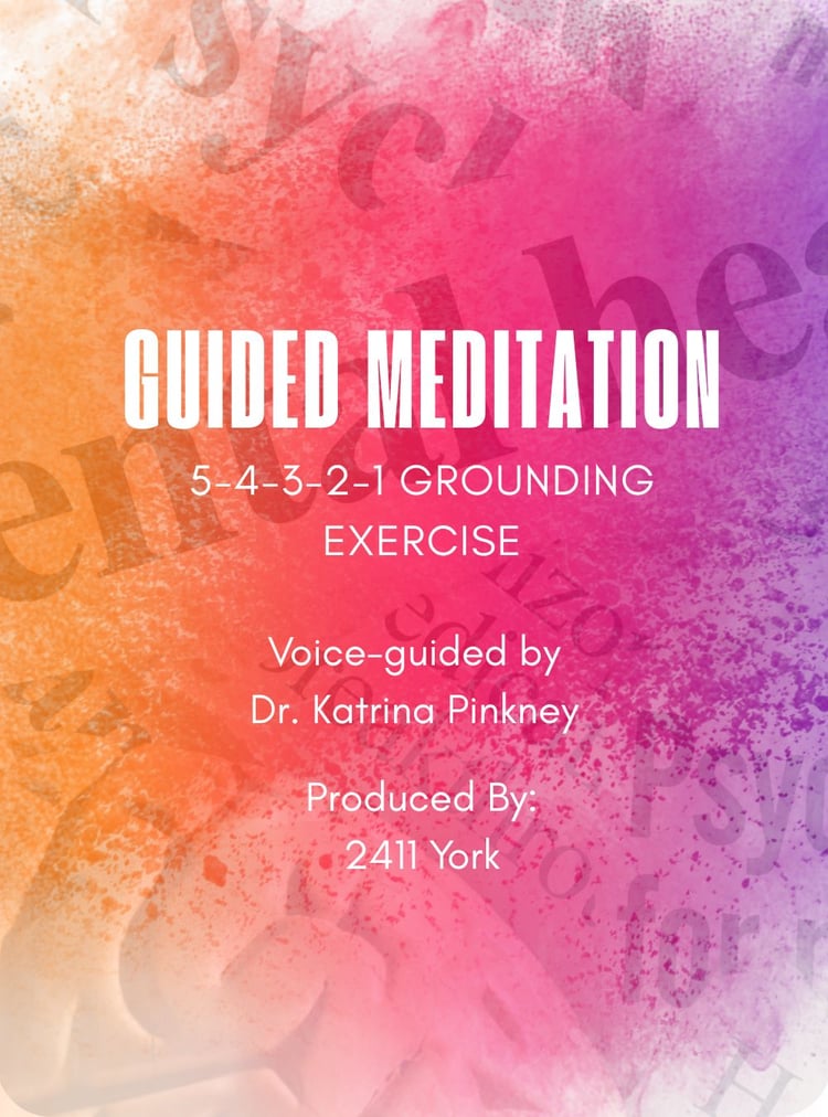 Pink Gradient Guided Meditation Label  for 54321 Grounding Exercise