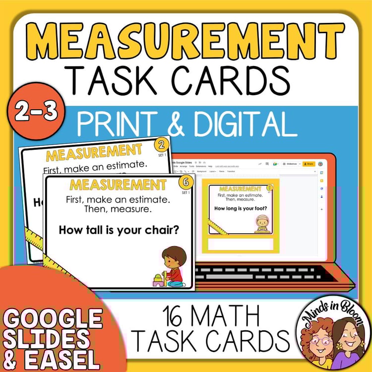 Measure It! Task Cards for Grades 2nd-3rd - Fun Interactive Measuring Challenges