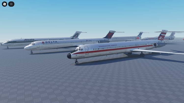Airport tarmac scene with MD-81 parked