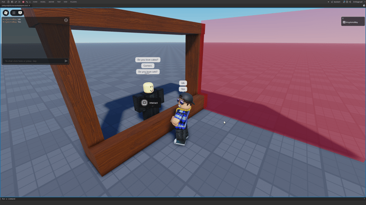 Chat-answer puzzle NPC in RP game
