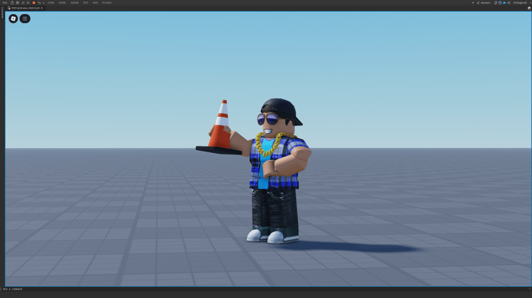 Roblox traffic cone tool being used