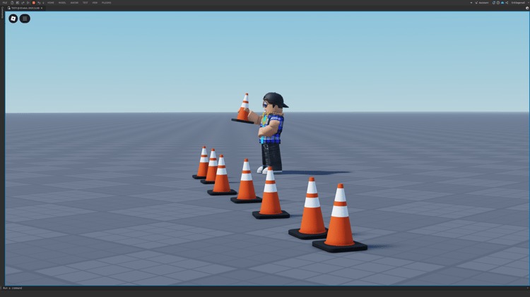 Custom modeled traffic cone in Roblox