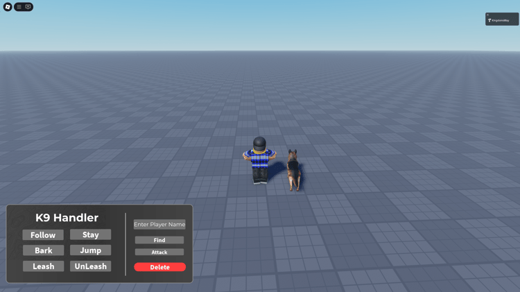 Leash physics system on Roblox attack dog