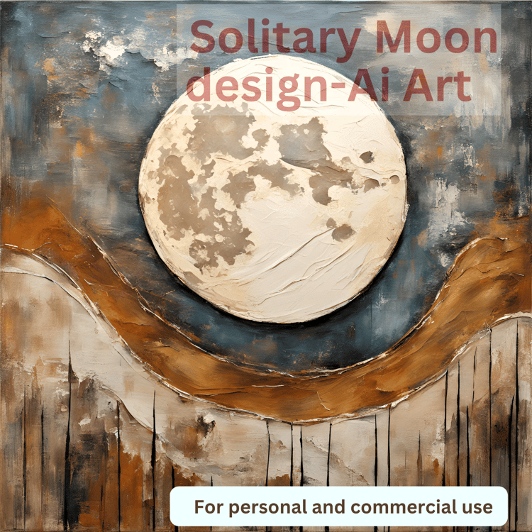 Ai abstract art Solitary Moon Design