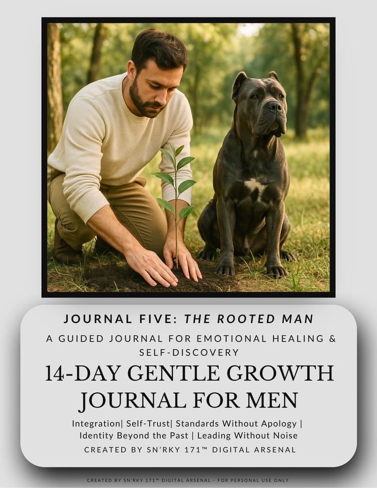 A 14-day reflective journal for men seeking clarity, confidence, and emotional grounding. The final installment in the Gentle Growth men’s series.