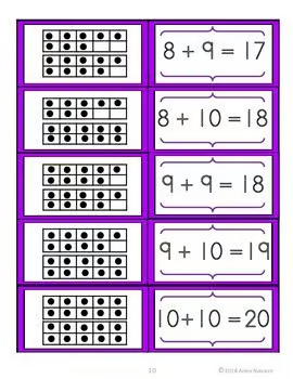 Ten Frame Addition Matching Cards
