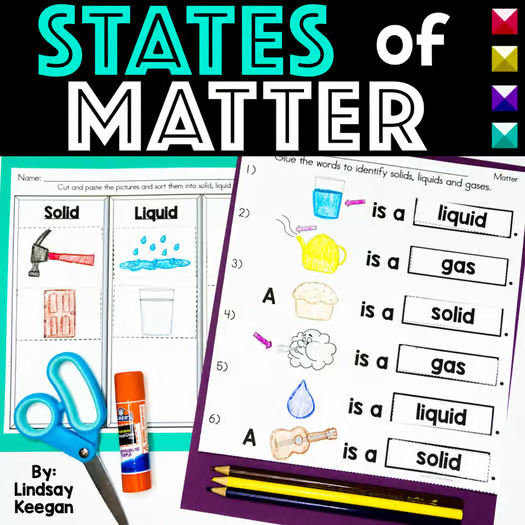 States of Matter Worksheets Sorts Experiments Solids Liquids Gases Activities