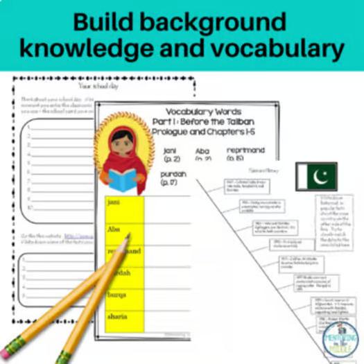 I am Malala Novel Book Study Unit Young Reader's Edition Activities 6th 7th 8th