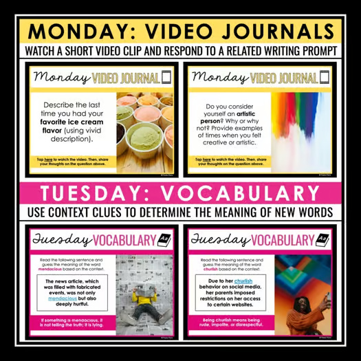 English Bell Ringers - ELA Figurative Language Grammar Vocabulary Videos - Vol 2