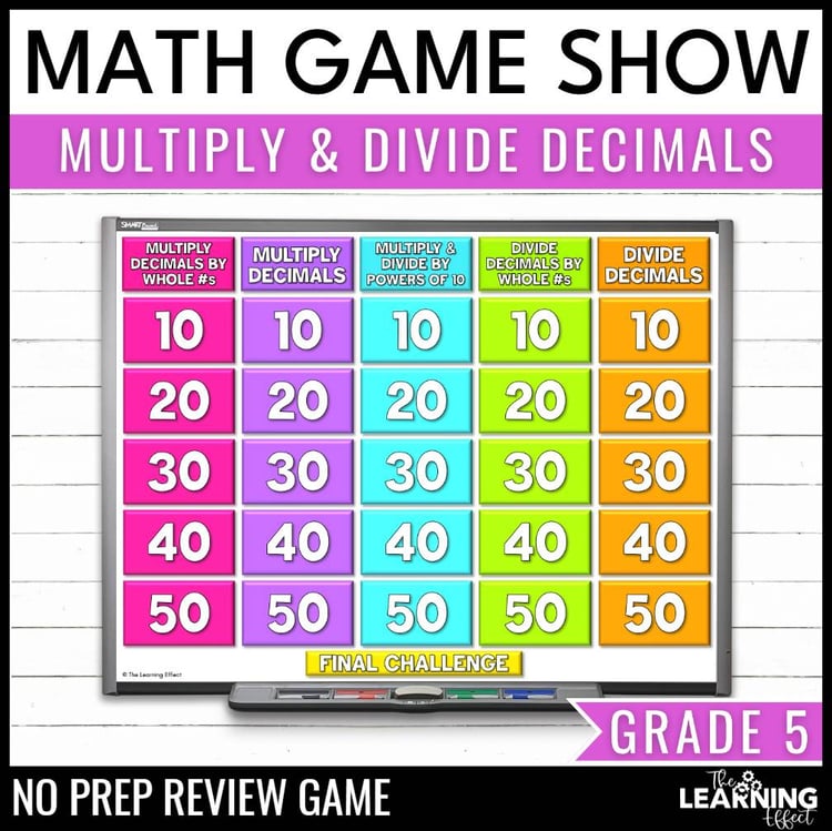 Multiplying & Dividing Decimals Game Show | 5th Grade Math Review Activity