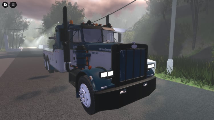 Peterbilt 359 Wrecker front view with chrome grill