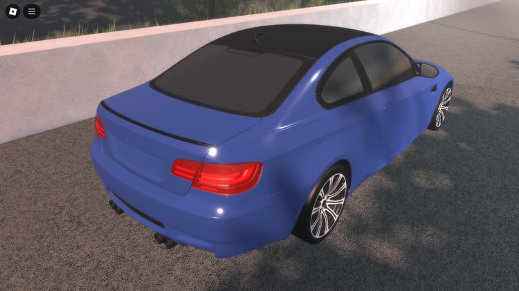 Side profile of BMW M3 2012 E92 Roblox model