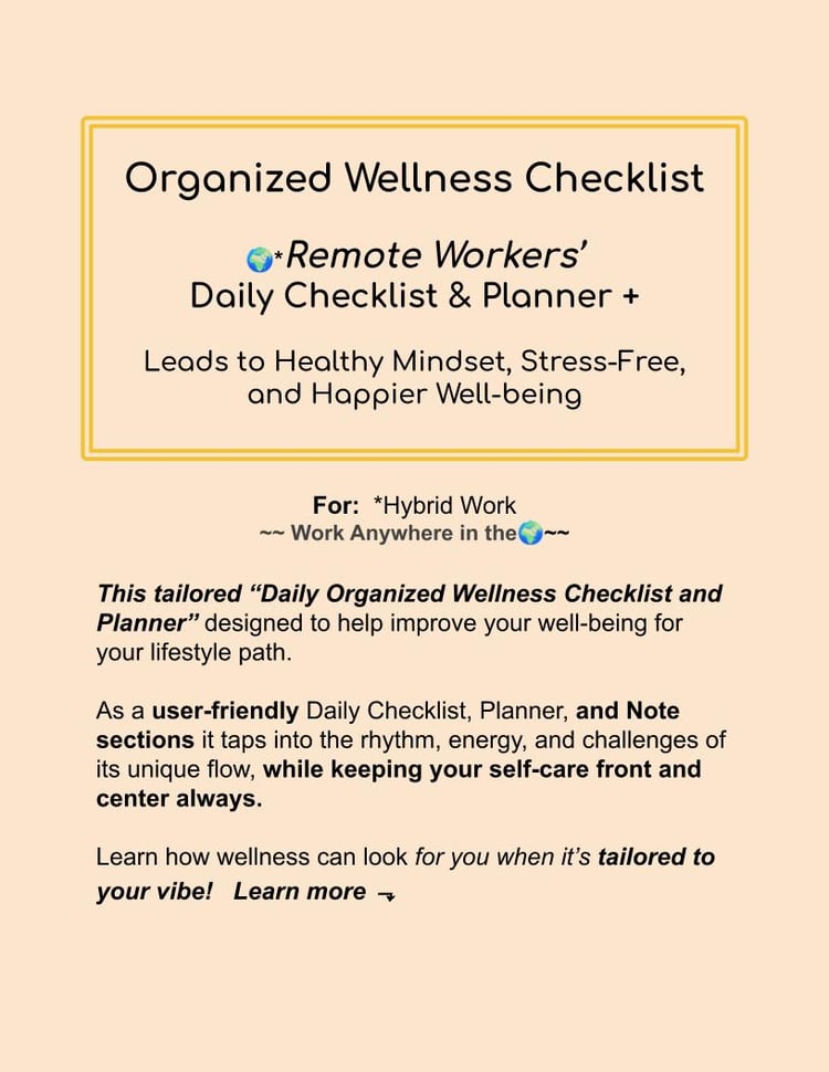 Remote Workers CHECKLIST & PLANNER +: *Remote Worker (*Hybrid Work)