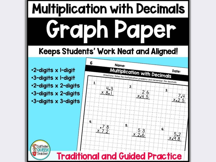 Multiplying Decimals with 2-Digit and 3-Digit Standard Algorithm on Graph Paper
