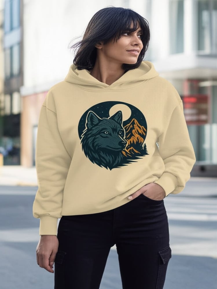 Bold Printable Graphics for T-Shirts & Merch Wolf Mountains Moon