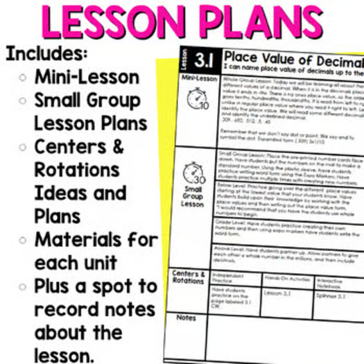 5th Grade Guided Math Adding and Subtracting Decimals Lessons Plans & Activities