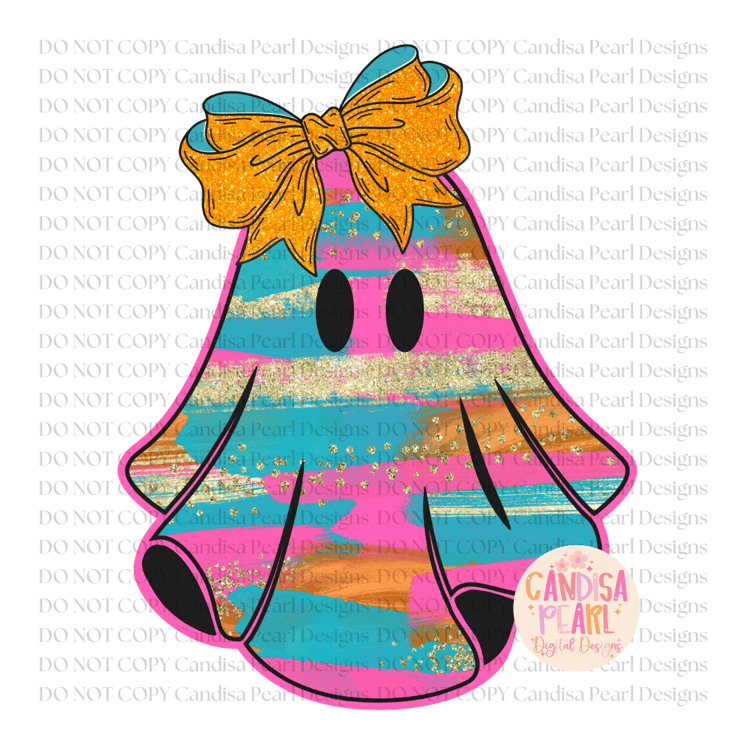 Halloween Ghost Leopard Sparkle Pink Bow - Payhip